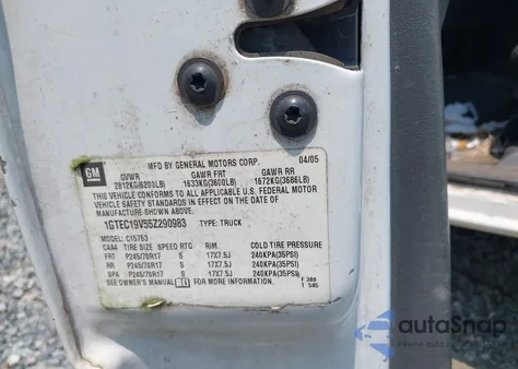 2005 GMC Sierra 1500 Work Truck from USA, damaged, VIN 1GTEC19V55Z290983